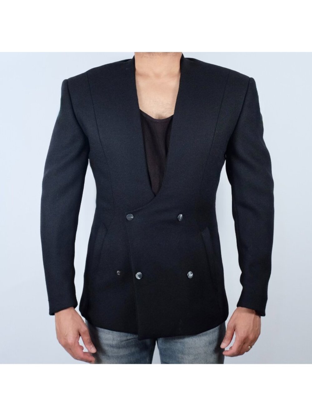 Vintage Thierry Mugler Homme jacket blazer 46 US 36 black contoured